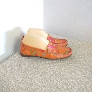 Manilla Orange Floral Leather Shoes
